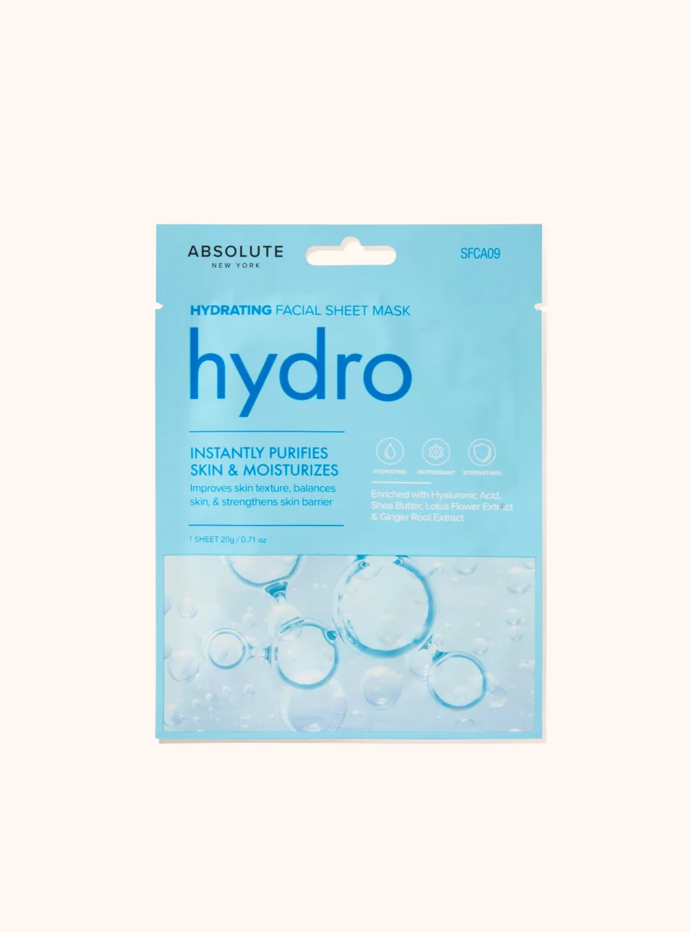 Facial Sheet Mask Absolute New York, masque en tissu visage coréen