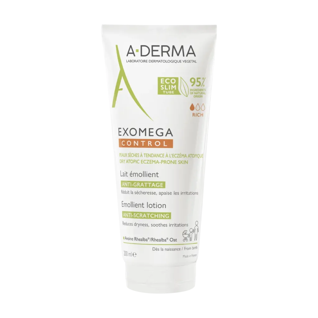 Exomega Control Lait Émollient Anti-Grattage 200ml d’A-Derma, vendu sur uPara au Maroc