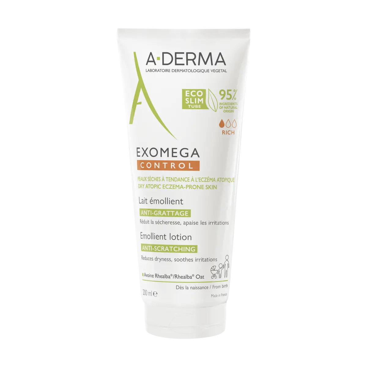 exomega control lait émollient A-Derma, 200ml, disponible sur uPara Maroc