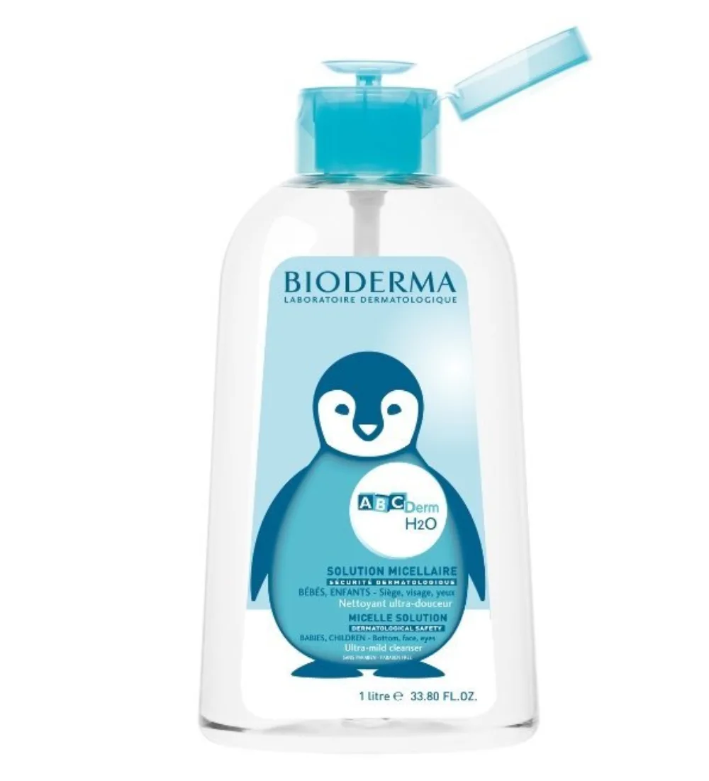 ABCDerm H2O solution micellaire 1 litre, nettoyage sans rincage de la peau delicate des nourrissons, disponible sur uPara Maroc