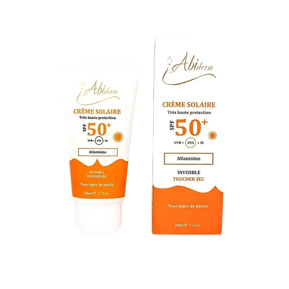 Abiderm Ecran Solaire Invisible Toucher Sec SPF50+ 50 ml, protection solaire visage sans fini blanc, disponible sur uPara Maroc