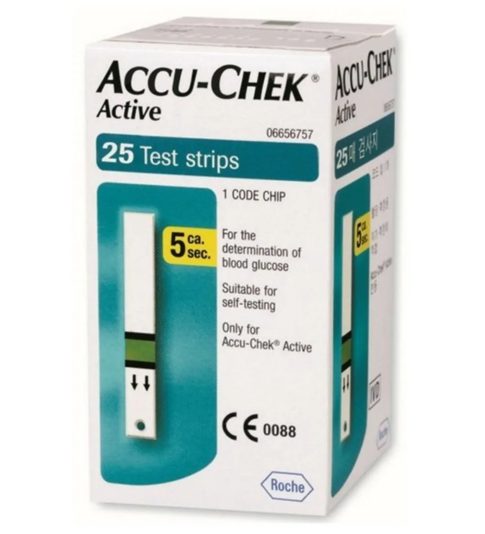 Accu-Chek Active bandelettes x25, bandelettes reactives pour lecteur de glycemie Active, disponibles sur uPara Maroc