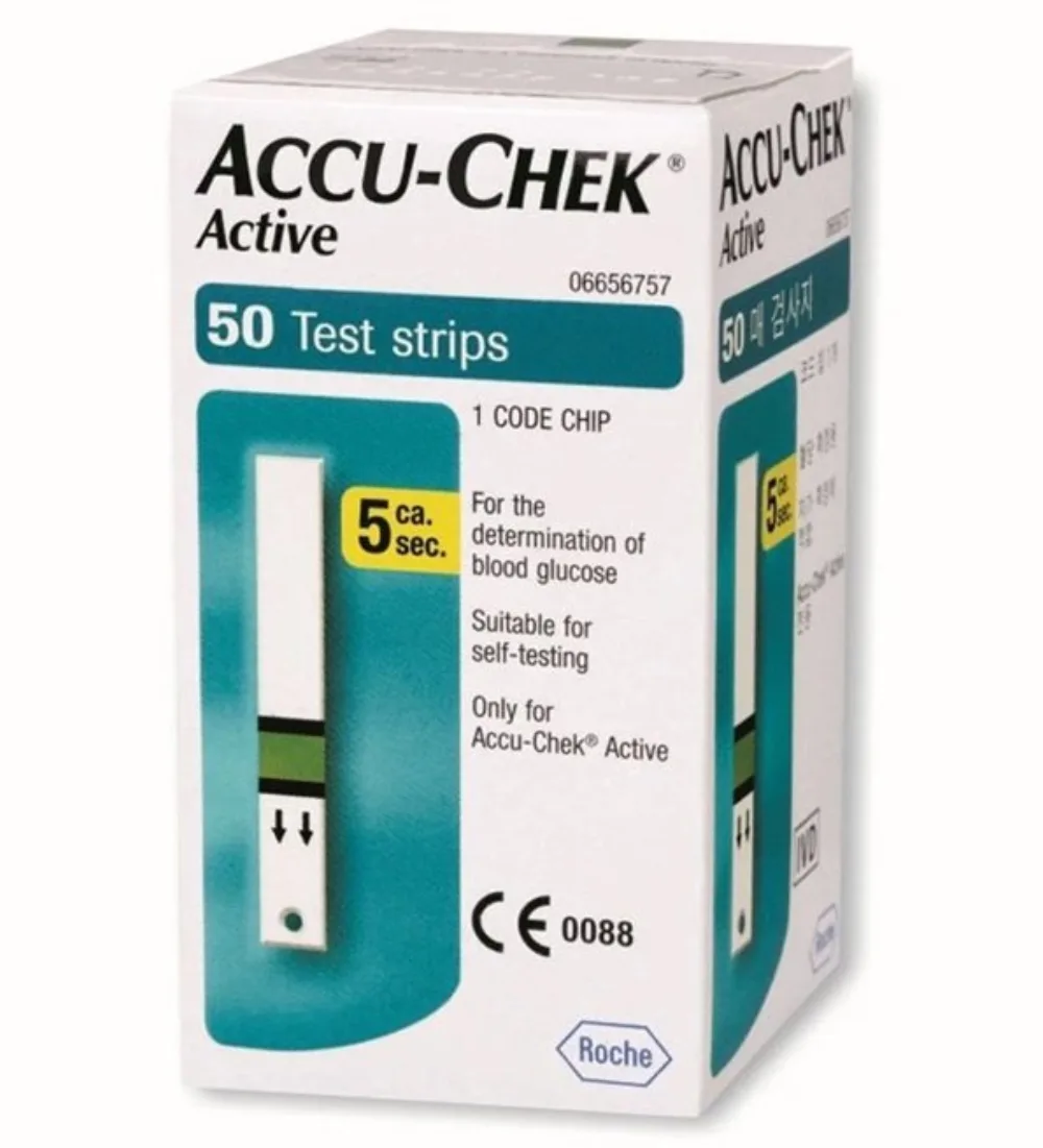 Accu-Chek Active bandelettes x50, bandelettes reactives pour lecteur de glycemie Active, disponibles sur uPara Maroc
