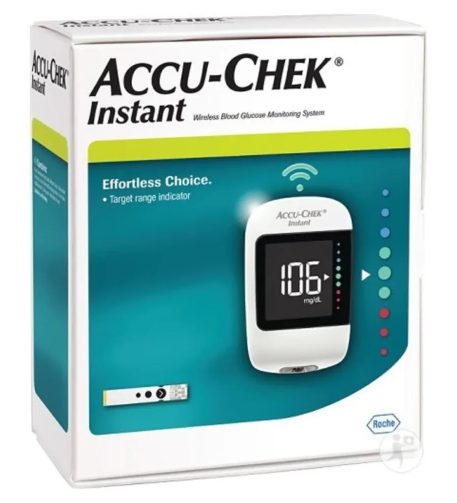 Accu-Chek Instant kit, lecteur de glycemie et accessoires pour autosurveillance du diabete, disponible sur uPara Maroc