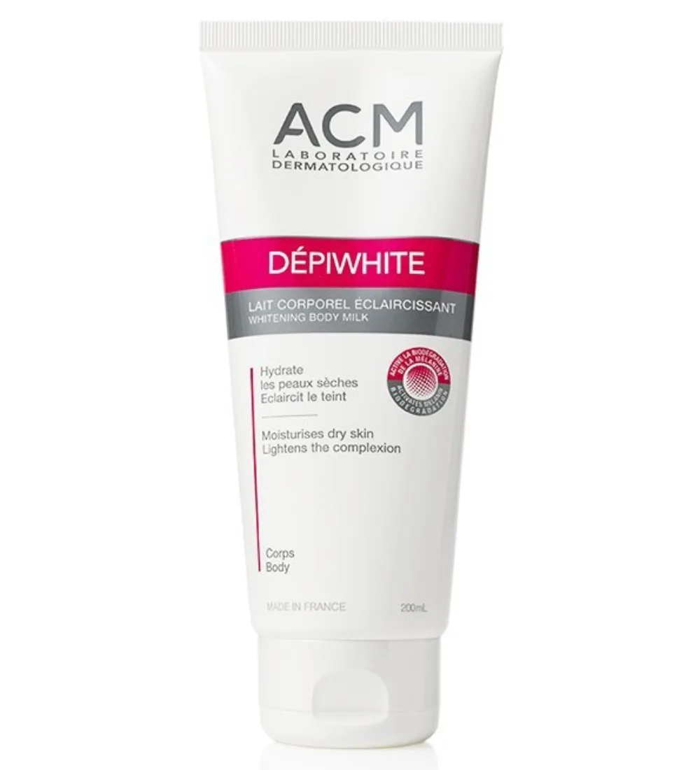 depiwhite lait corps ACM 200 ml, soin corporel hydratant et unifiant, disponible sur uPara Maroc