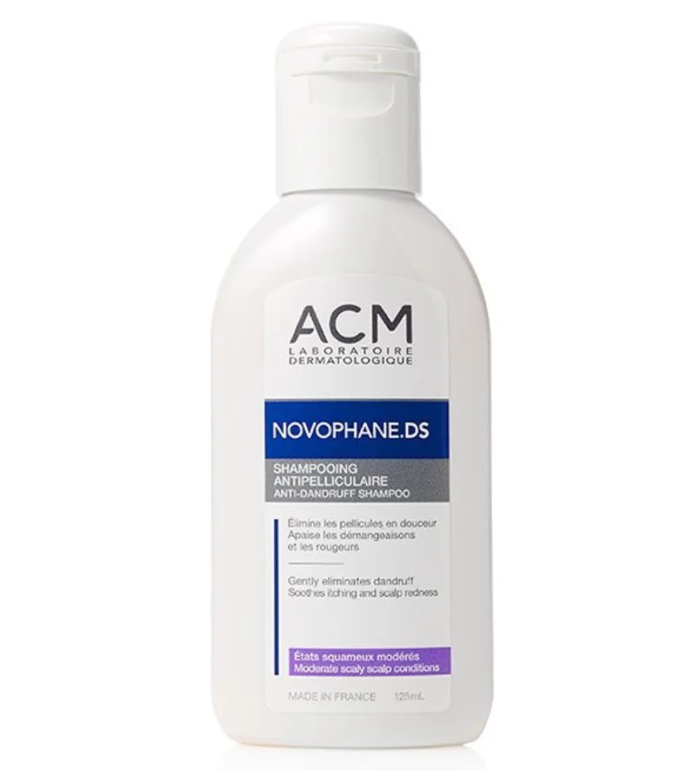 Flacon ACM novophane ds shampooing pellicules modérées 125 ml, soin lavant du cuir chevelu, disponible sur uPara Maroc