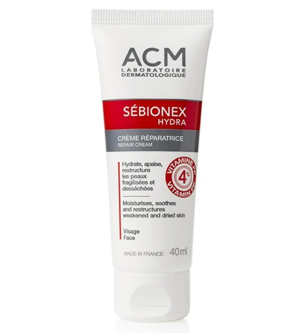 Sebionex hydra creme ACM 40 ml, crème hydratante réparatrice pour peau grasse fragilisée, disponible sur uPara Maroc