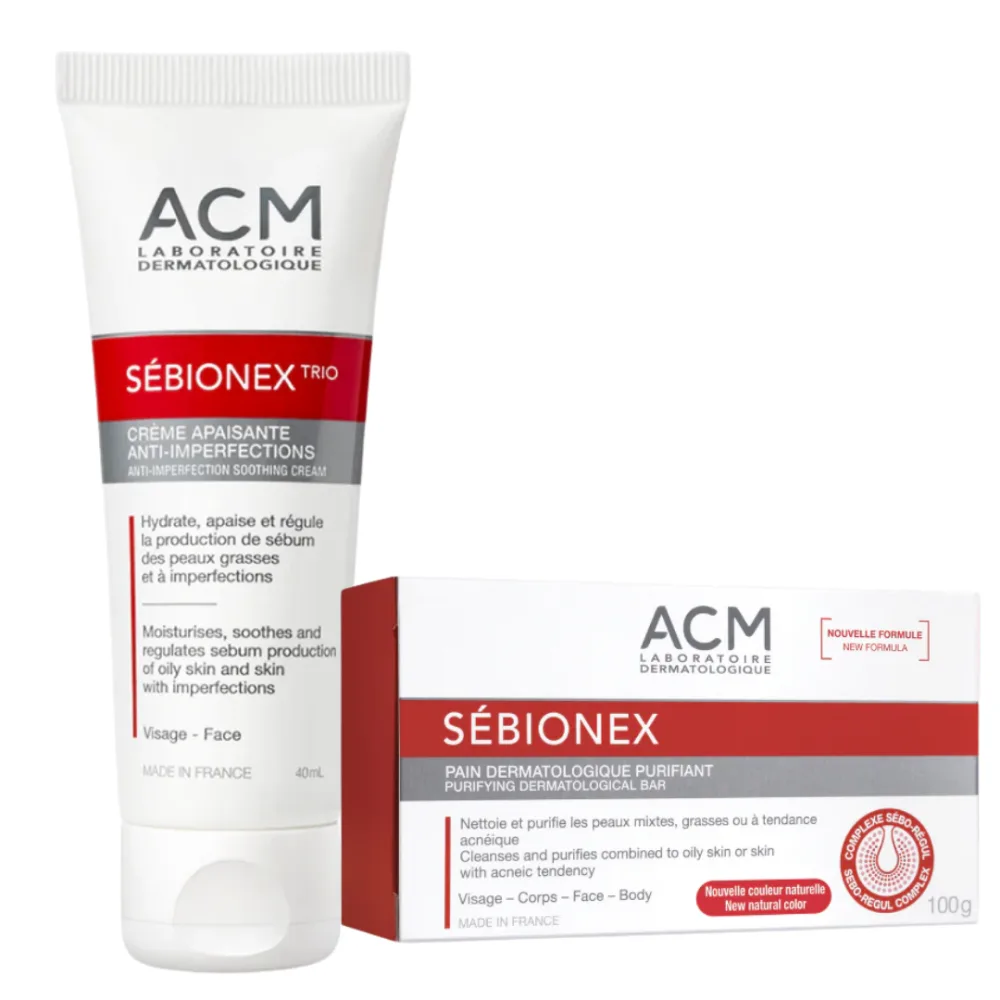 ACM Sebionex Trio Creme Apaisante Anti-Imperfection+Pain Dermato Duo Pack, anti rides & anti age, disponible sur uPara Maroc