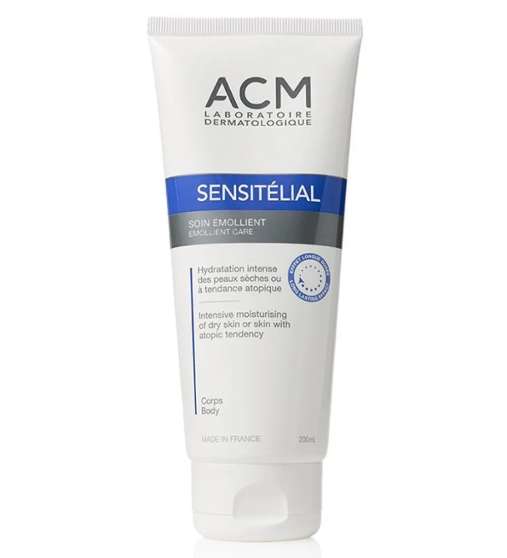 sensitelial soin emollient ACM 200 ml hydratant pour peaux sèches, disponible sur uPara Maroc