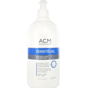 ACM Sensitélial Soin Emollient – 500ml, hydratation corps, disponible sur uPara Maroc