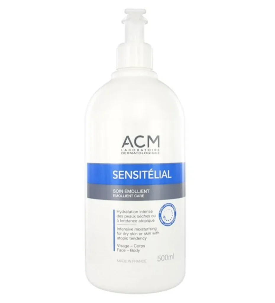 ACM Sensitélial Soin Emollient – 500ml, hydratation corps, disponible sur uPara Maroc