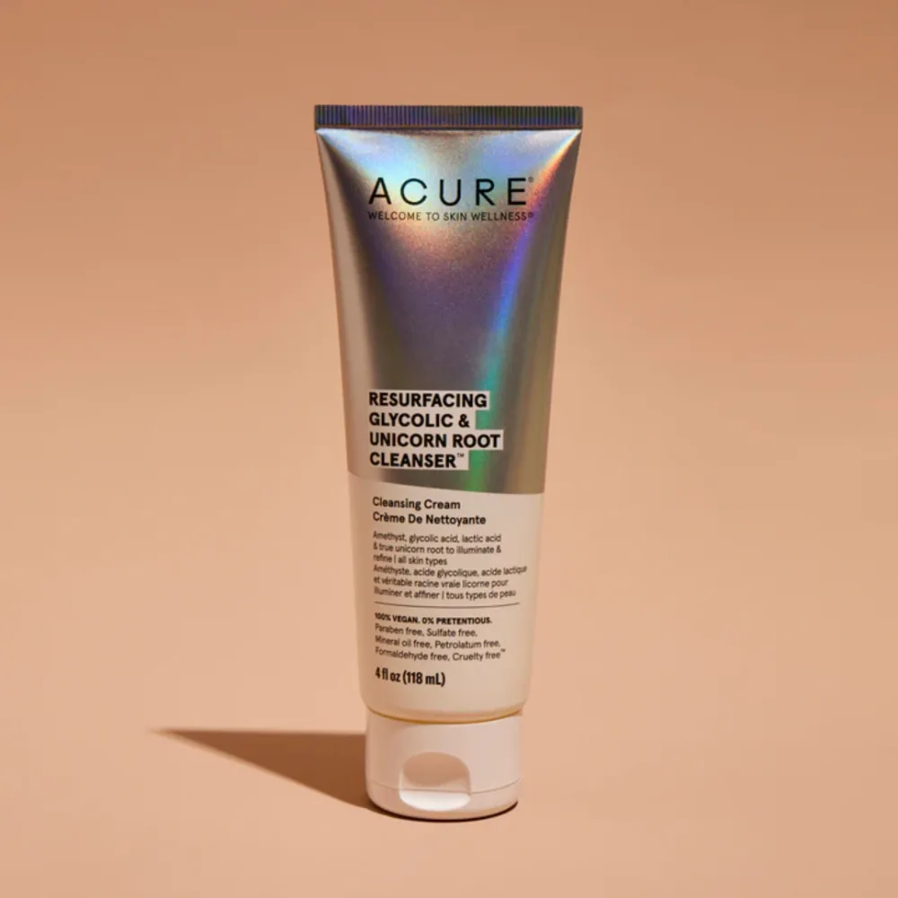 Flacon de nettoyant resurfacing glycolic unicorn Acure 118 ml, disponible sur uPara Maroc