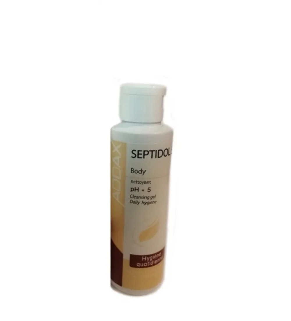 Flacon de gel nettoyant corps septidol 5 body Addax 125 ml, disponible sur uPara Maroc
