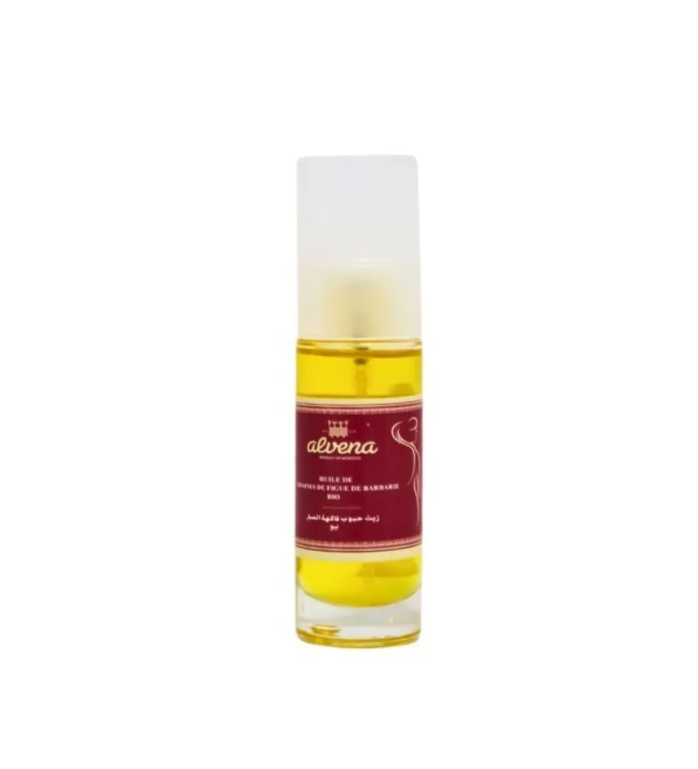 Flacon d'huile figue barbarie Alvena 30 ml, huile végétale pour le visage et le corps, disponible sur uPara Maroc