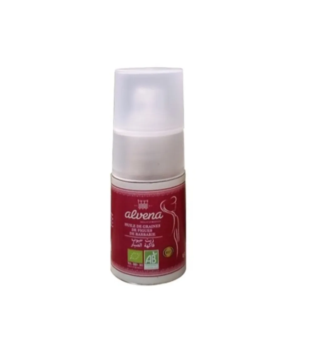 Flacon d’huile figue barbarie Alvena 15 ml, huile végétale pressée à froid, disponible sur uPara Maroc