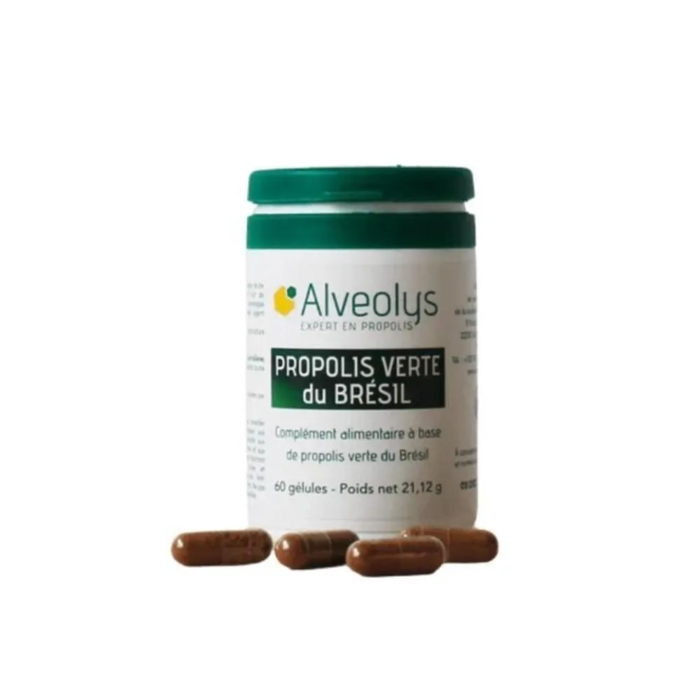Flacon de 60 gélules Alveolys propolis verte bresil, complément alimentaire disponible sur uPara Maroc
