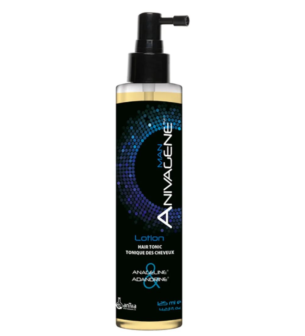 Flacon de lotion tonique capillaire Anivagene homme 125 ml, disponible sur uPara Maroc