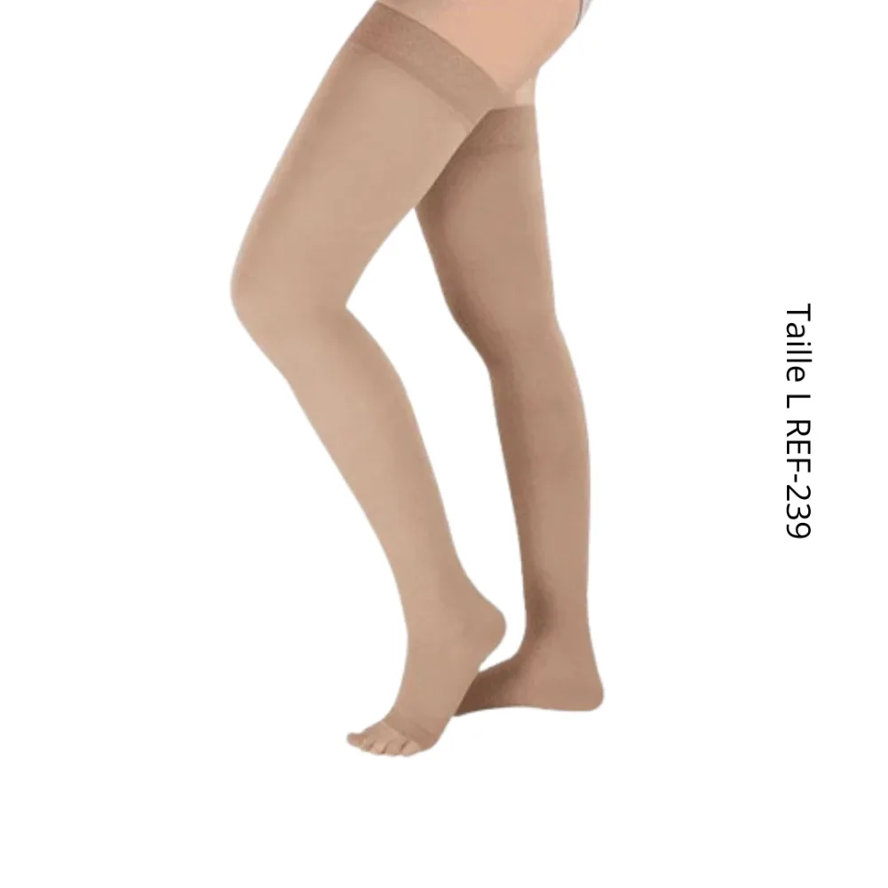Bas de contention Annafix bass cuisse class 2, modèle bout ouvert taille L, dispositif médical disponible sur uPara Maroc