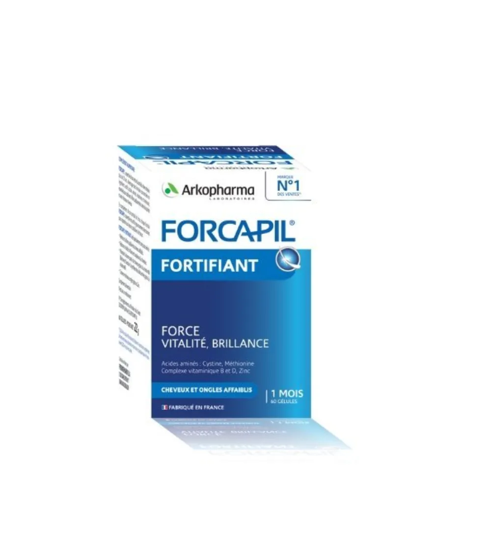 Boîte de 60 gélules forcapil cheveux ongles du laboratoire Arkopharma, disponible sur uPara Maroc