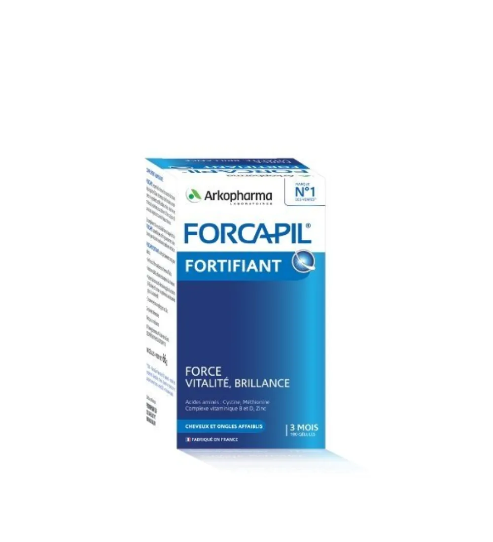 Pilulier forcapil cheveux ongles 180 gélules Arkopharma, complément alimentaire fortifiant, disponible sur uPara Maroc