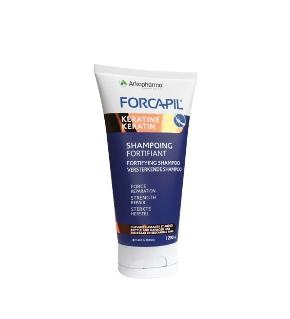Forcapil shampoing fortifiant Arkopharma 200 ml, flacon de shampoing à la kératine hydrolysée, disponible sur uPara Maroc