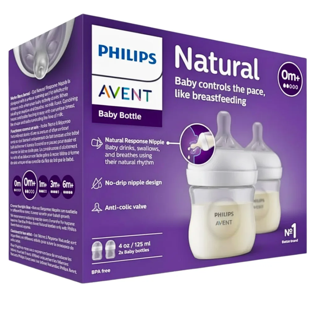 Avent Biberon Natural Avec Tetine +0m 2x125ml SCY900/02, biberons et tétines, disponible sur uPara Maroc
