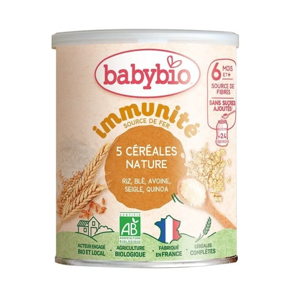 BABYBIO 5 CEREALES NATURE 220G, alimentation bébé, disponible sur uPara Maroc