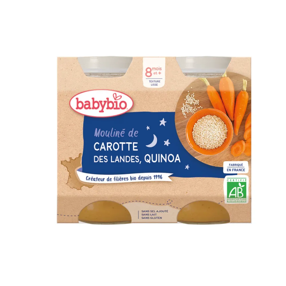 BABYBIO POT BONNE NUIT LEGUMES QUINOA 2 x 200G, produits pour bébé, disponible sur uPara Maroc