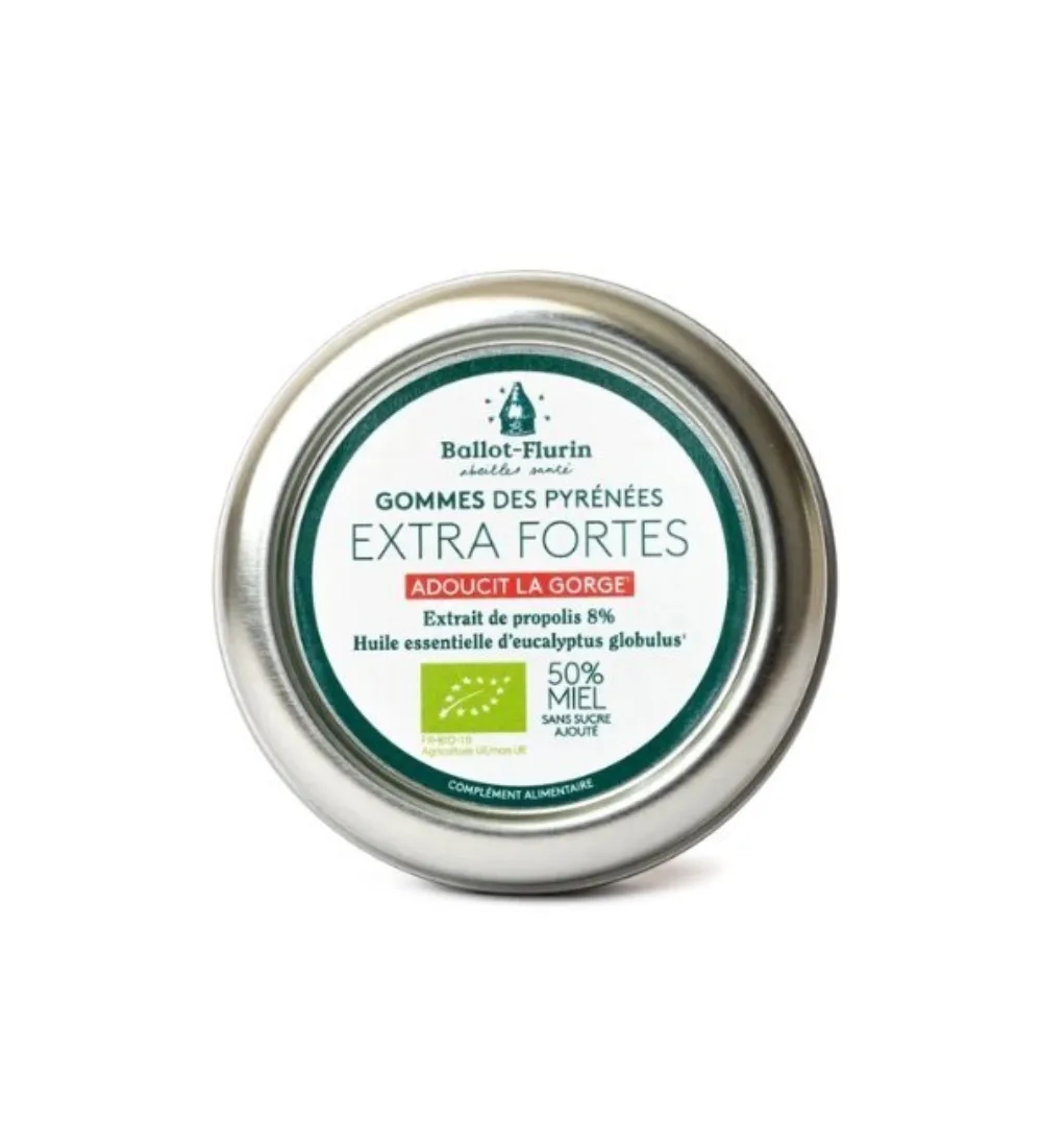 Étui de gommes extra fortes Ballot-Flurin à la propolis noire 30 g, disponible sur uPara Maroc