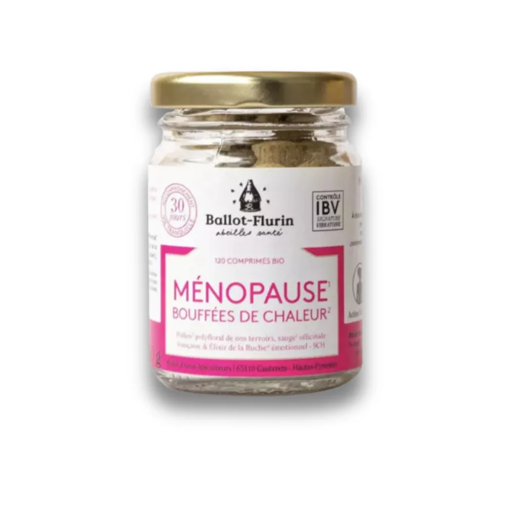 Boîte de comprimés menopausse Ballot-Flurin, complément alimentaire apicole disponible sur uPara Maroc