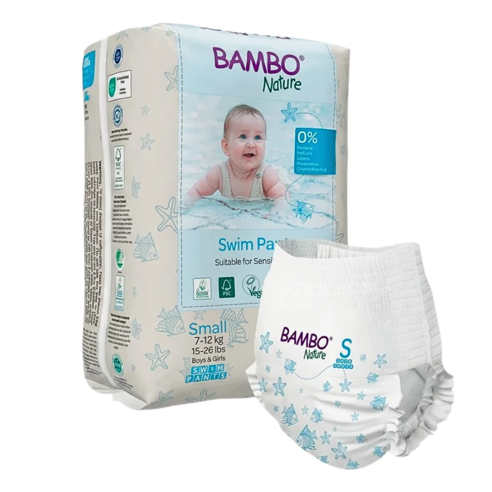 Paquet de swim pants small Bambo Nature, couches de bain 7 à 12 kg, 12 unités, disponible sur uPara Maroc