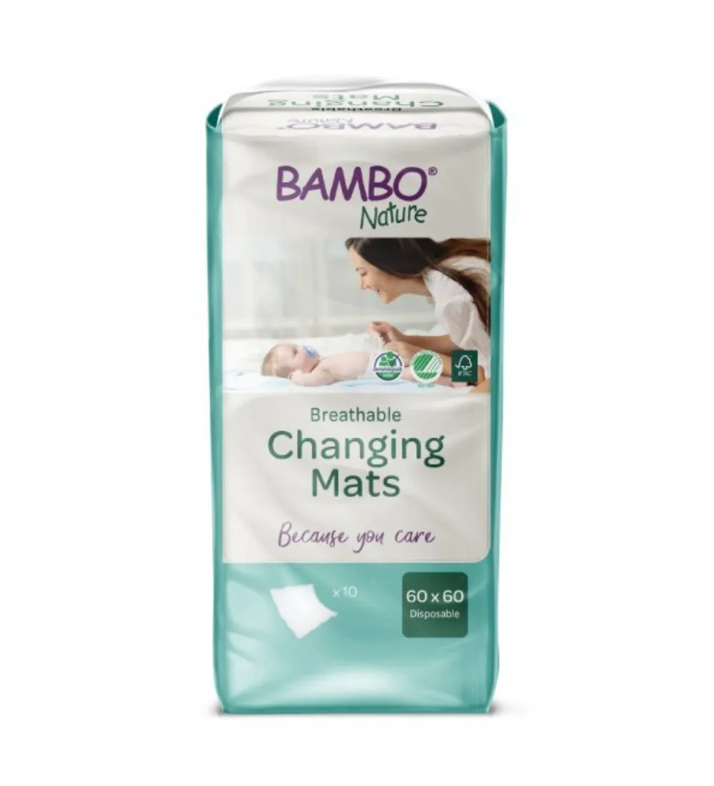 Tapis change Bambo Nature 60 × 60 cm, alèse jetable pour bébé, disponible sur uPara Maroc