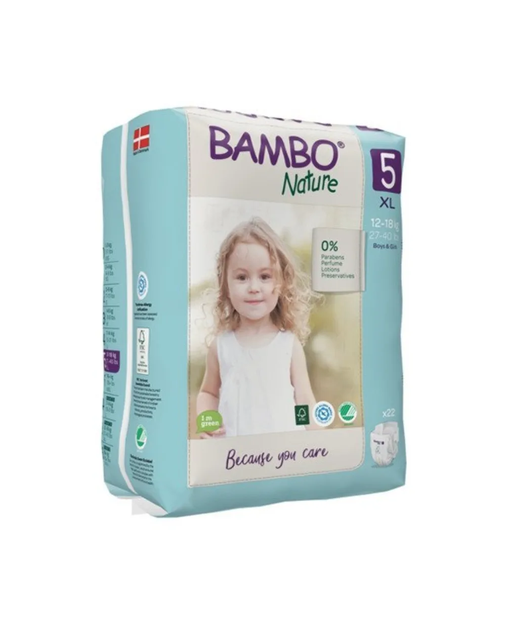 Couche xl Bambo Nature taille 5, paquet de 44 couches pour bébés de 12 à 18 kg, disponible sur uPara Maroc