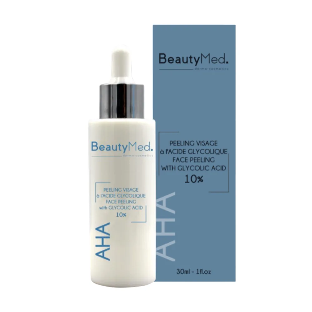 Beauty Med AHA Creme Peeling Visage A L’acide Glycolique 10% 30ml, crèmes et soins anti-rougeurs, disponible sur uPara Maroc