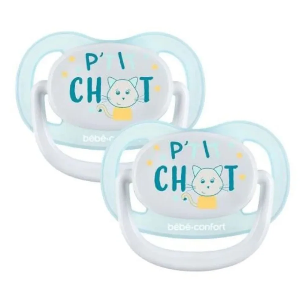 2 sucette physio air Bébé Confort motif petit chat 18-36 mois, lot de deux, disponible sur uPara Maroc