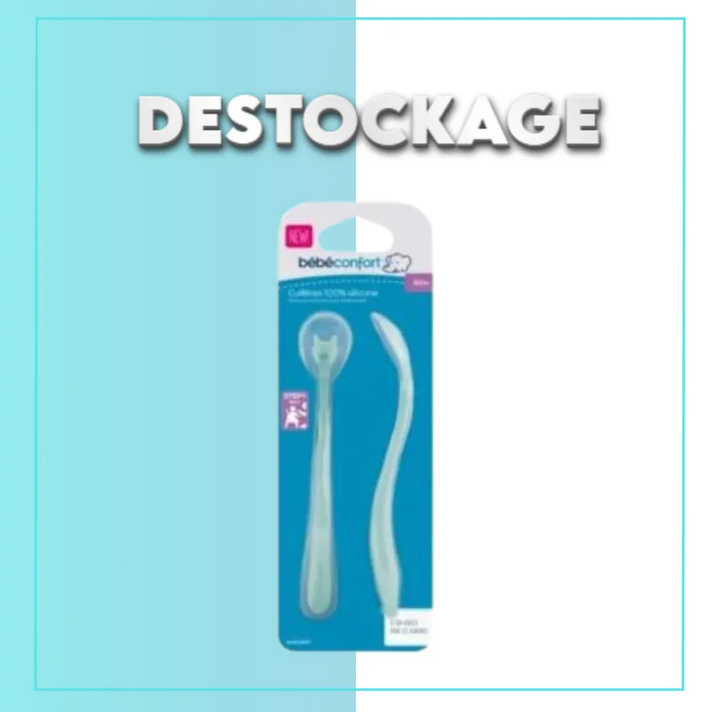 Lot de 2 cuilleres silicone douces Bébé Confort Taille 2 dès 4 mois, disponible sur uPara Maroc