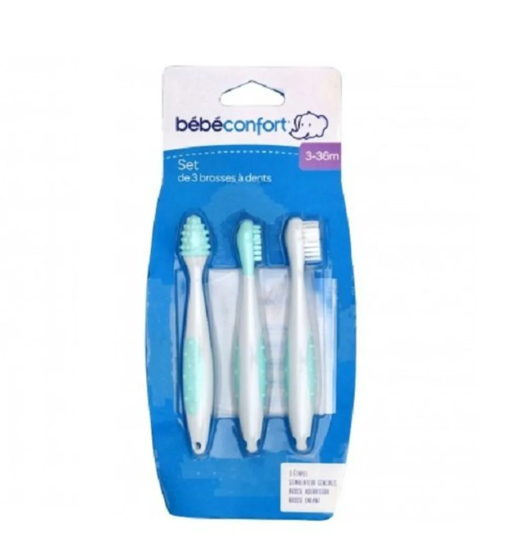 Bébé Confort Set de 3 Brosses à Dents 3-36Mois, accessoires puericulture, disponible sur uPara Maroc