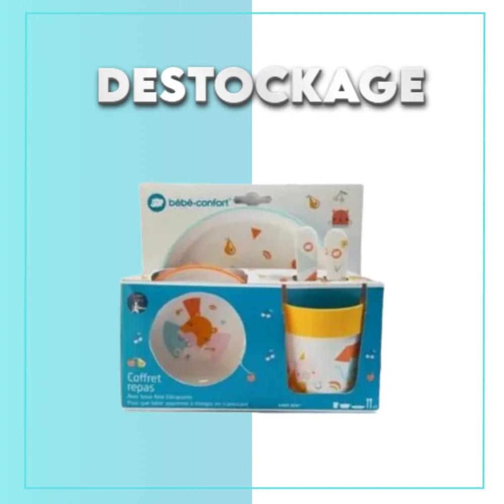 Bébé Confort set repas complet domino, assiette, bol, verre, cuillère et fourchette, disponible sur uPara Maroc