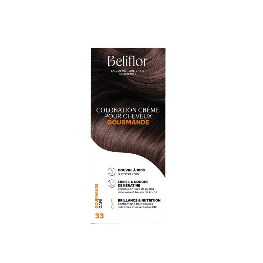 Coffret de coloration gourmande cafe Beliflor N°33 pour cheveux bruns, disponible sur uPara Maroc