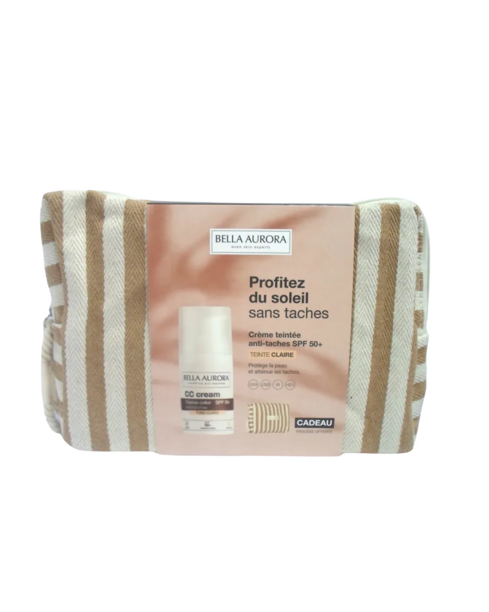 Tube cc creme clair avec trousse offerte Bella Aurora SPF 50+ 30 ml, disponible sur uPara Maroc