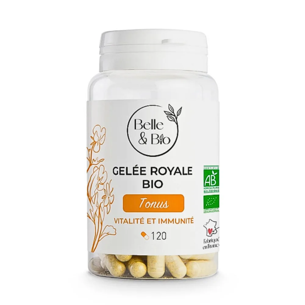 Boîte de 120 gélules bio gelee royale tonus de la gamme Belle Bio, complément alimentaire disponible sur uPara Maroc