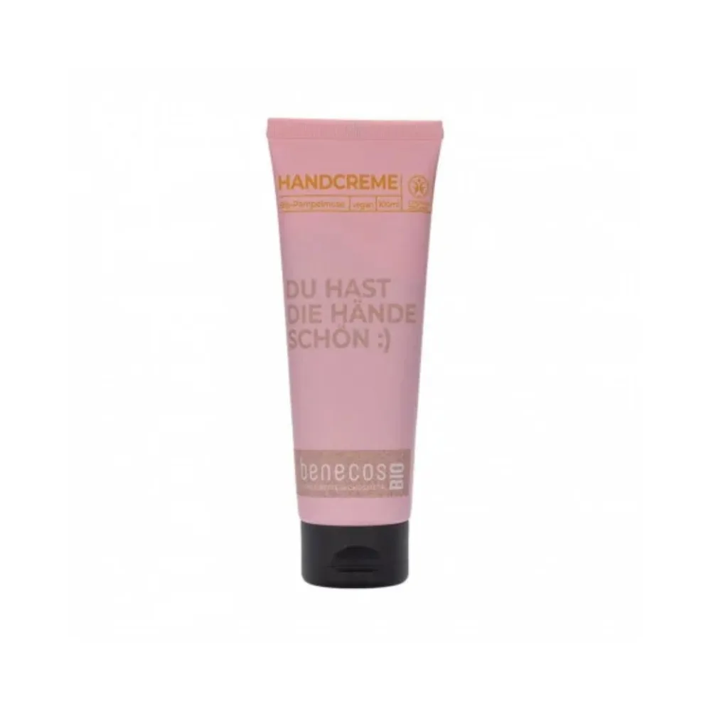 bio creme mains pamplemousse Benecos, tube de 100 ml pour mains sèches, disponible sur uPara Maroc