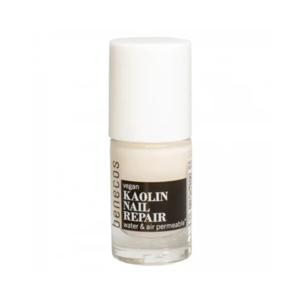 Flacon Benecos nail polish kaolin nail repair de 5 ml, soin lissant et protecteur pour ongles fragilisés, disponible sur uPara Maroc