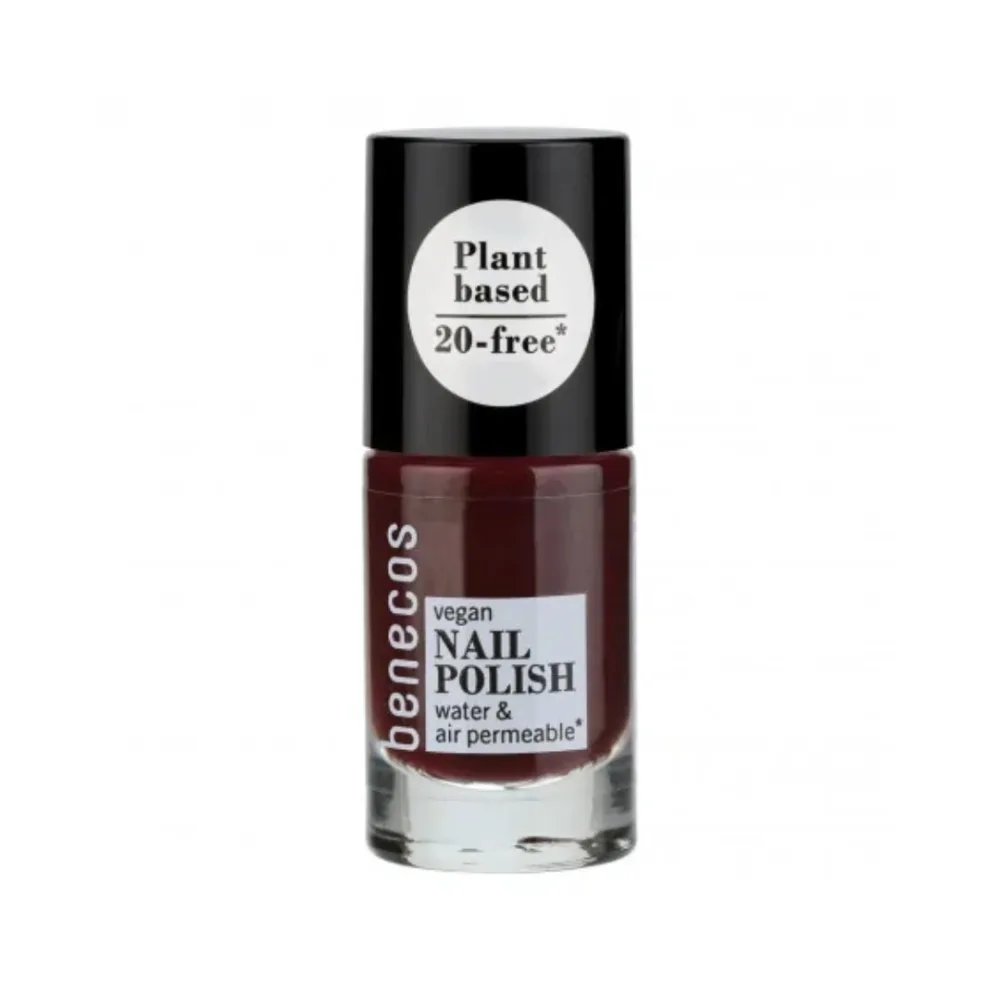Flacon de nail polish vamp Benecos 5 ml, vernis à ongles prune vegan, disponible sur uPara Maroc