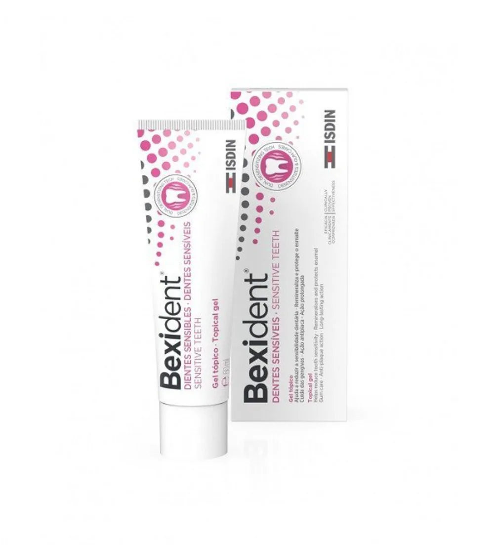 Tube de gel topique dents sensibles Bexident 50 ml, soin buccal à application locale, disponible sur uPara Maroc