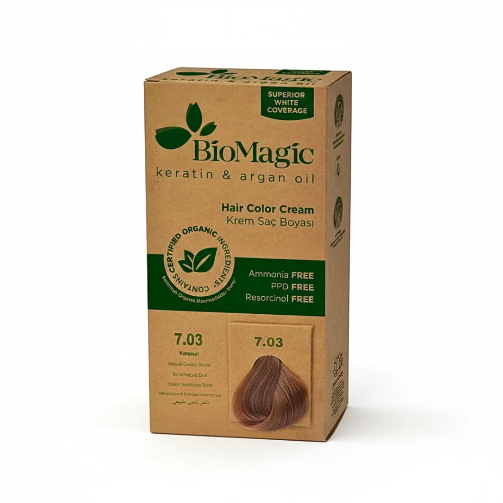 Biomagic Color Cream 7/03 Blond Nature Dore, coloration et soins pour cheveux colorés, disponible sur uPara Maroc