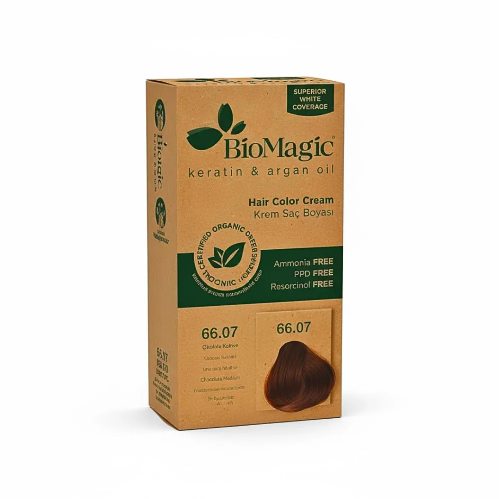 Biomagic Color Cream 66/07 Marron Chocolat, coloration et soins pour cheveux colorés, disponible sur uPara Maroc