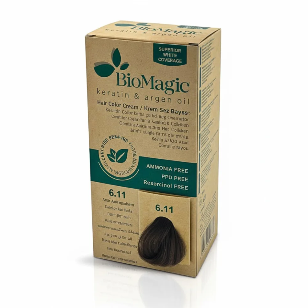 Bio Magic hair color cream kit 6/11 blond foncé cendré intense, coloration crème sans ammoniaque, disponible sur uPara Maroc
