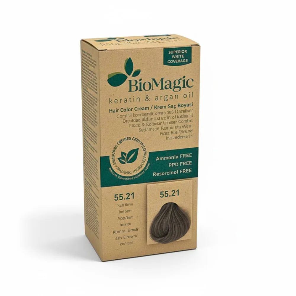 Bio Magic hair color cream kit 55/21 Iced Brown, coloration crème brun glacé aux reflets froids, disponible sur uPara Maroc