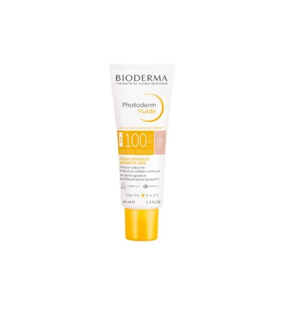 Flacon de photoderm fluide max teinte SPF 100 de Bioderma, disponible sur uPara Maroc